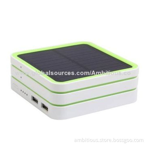 Both DC and Solar Charging Power Bank for Mobile Phone, CE, FCC & RoHS